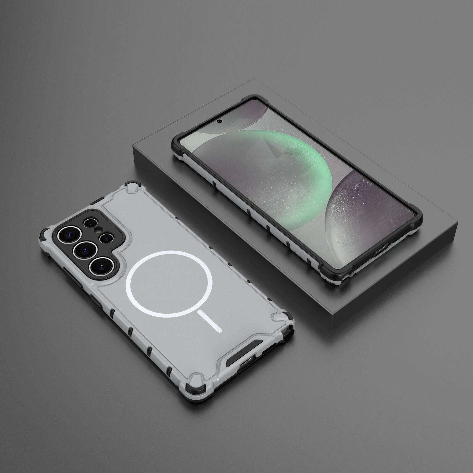 Back. UUCOVER - Magnetic Case for Samsung Galaxy S24 Ultra, Compatible with MagSafe, Shockproof Drop-proof Slim Heat Dissipation Cover - Lightgray.