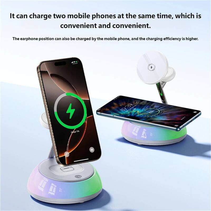 It can charge two mobile phones at the same time, which is convenient and convenient. The earphone position can also be charged by the mobile phone, and the charging efficiency is higher.