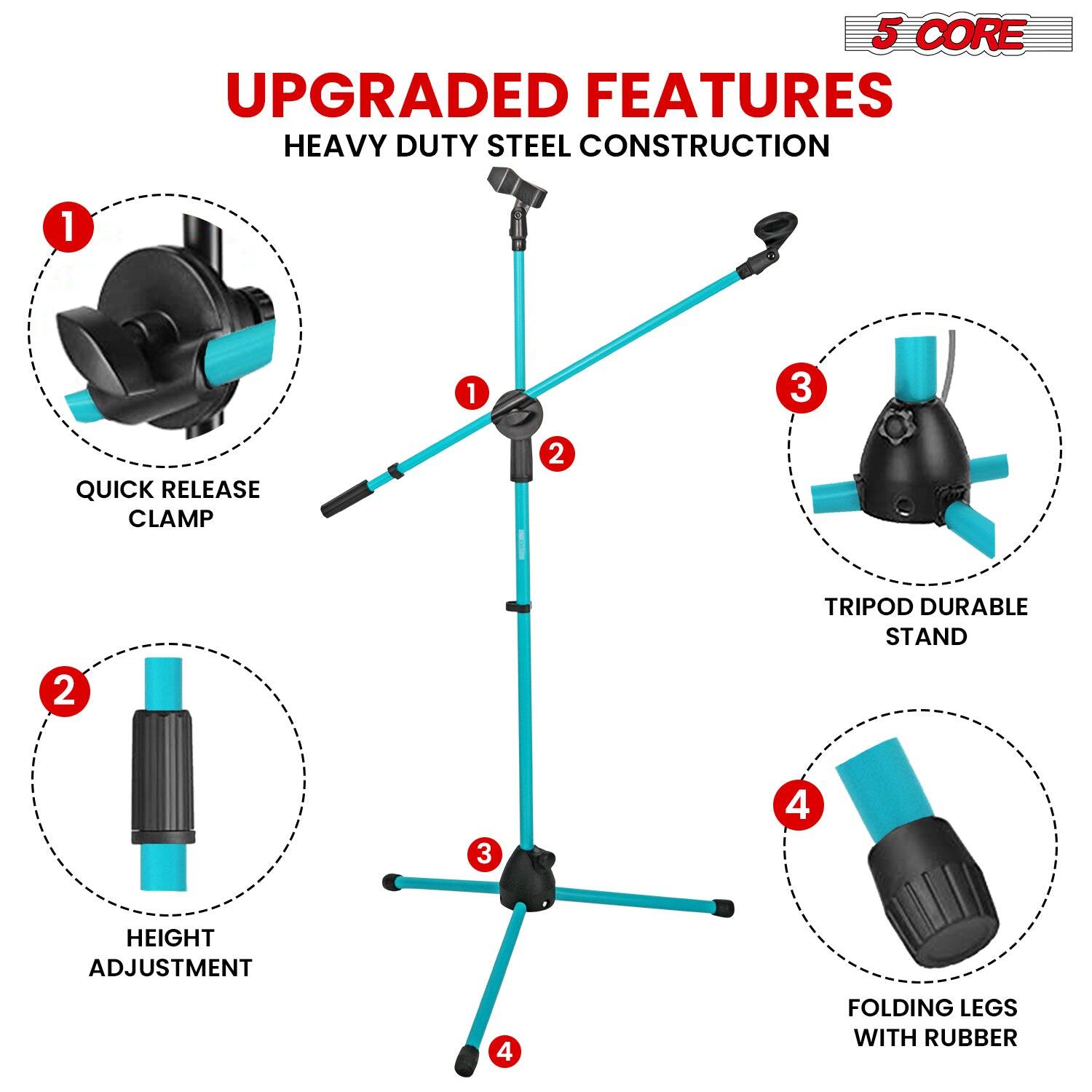 5 CORE UPGRADED FEATURES HEAVY DUTY STEEL CONSTRUCTION
1 QUICK RELEASE CLAMP
2 HEIGHT ADJUSTMENT
3 TRIPOD DURABLE STAND
4 FOLDING LEGS WITH RUBBER