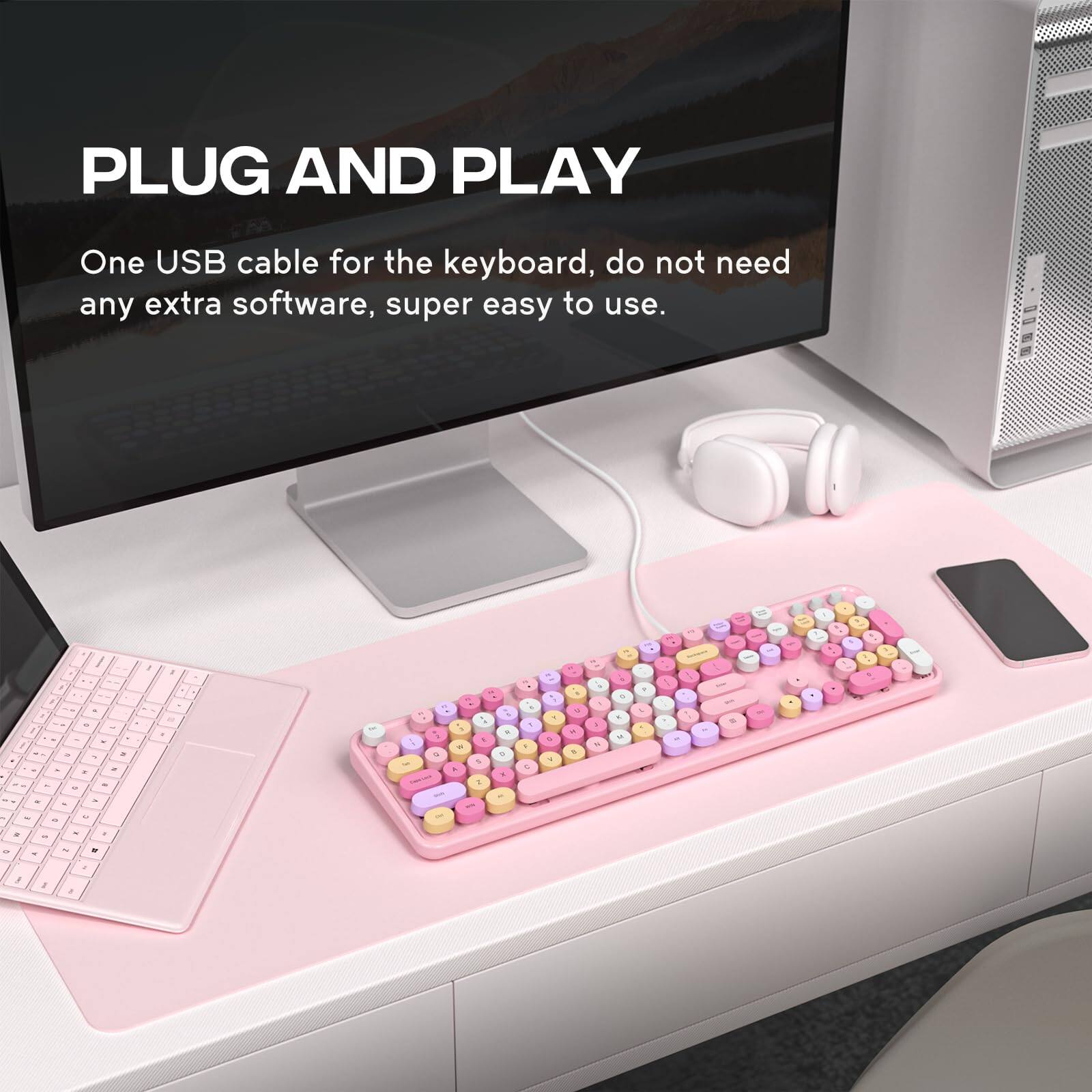 PLUG AND PLAY  
One USB cable for the keyboard, do not need any extra software, super easy to use.