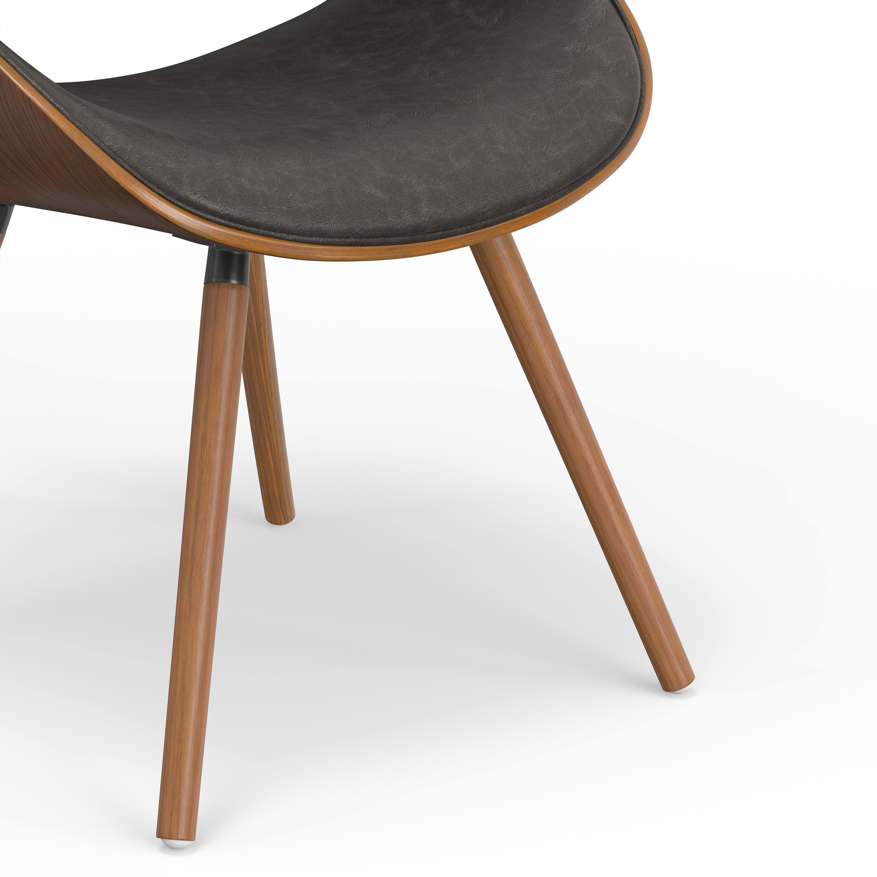 Alt View 5. Simpli Home - Malden Bentwood Dining Chair with Wood Back in Distressed Brown Vegan Faux Leather - Distressed Brown.