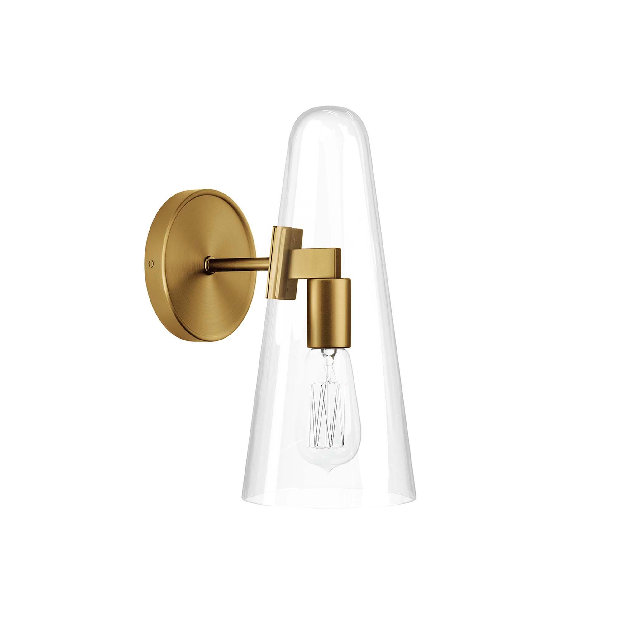 Angle. Modway - Beacon 1-Light Wall Sconce by Modway - Clear Satin Brass.