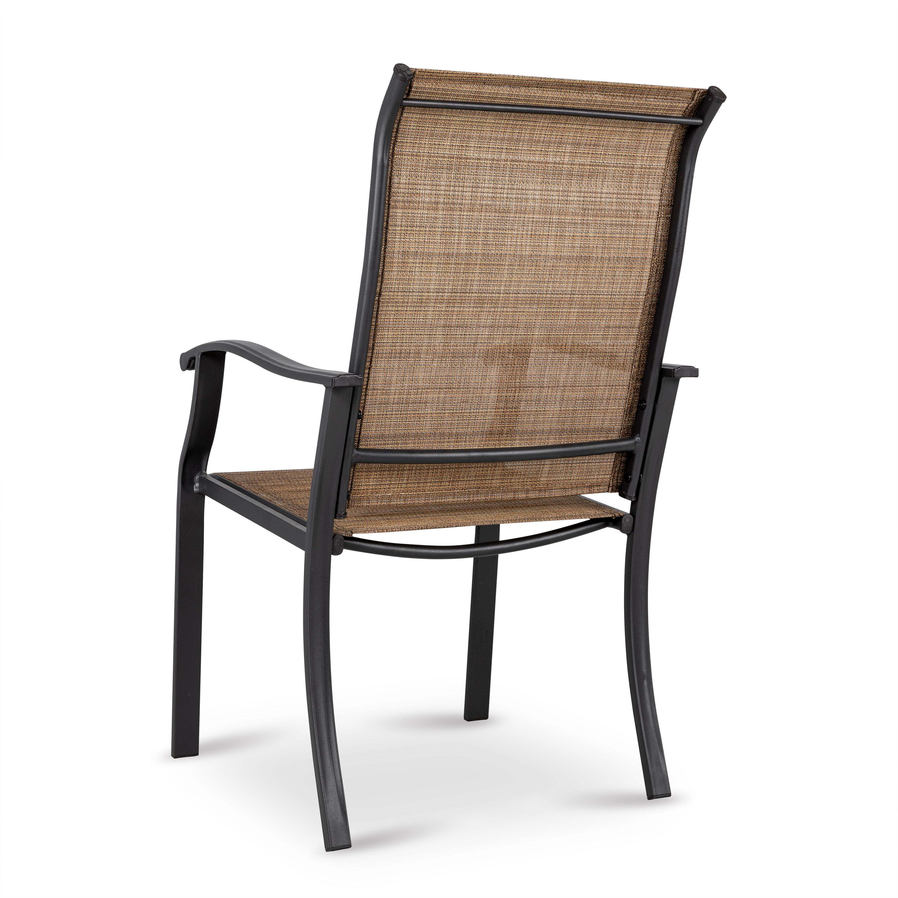 Alt View 9. Nuu Garden - Outdoor 4-Piece Patio Dining Chair Set, Textilene Fabric, Powder-coated Iron Frame - Black and Brown.