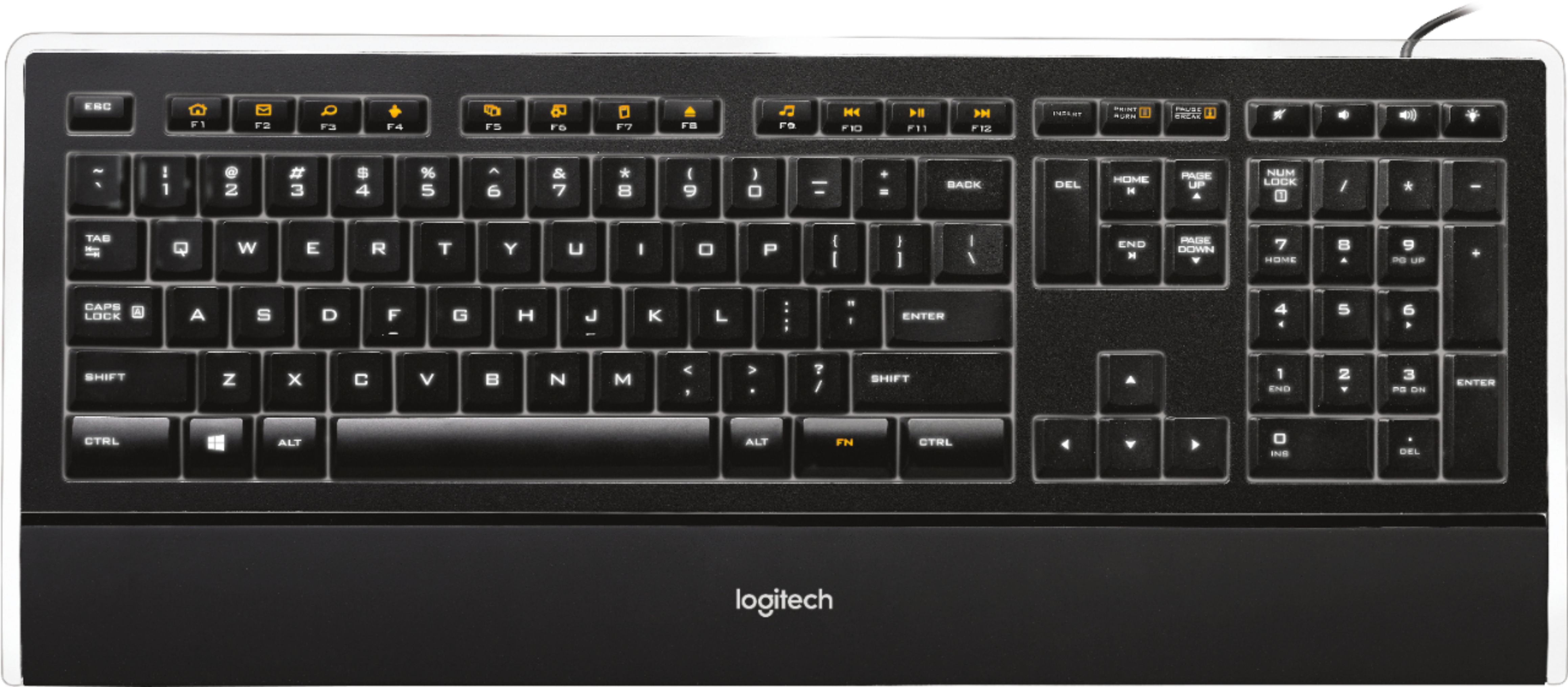 federación Oh Chaleco Logitech K740 Full-size Wired Scissor Illuminated Keyboard Black 920-000914  - Best Buy