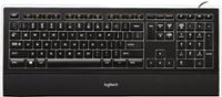 Front. Logitech - K740 Full-size Wired Scissor Illuminated Keyboard - Black.