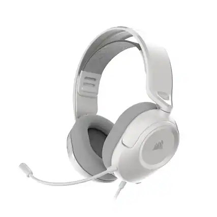 Front. CORSAIR - HS35 v3 Wired Over-the-Ear Gaming Headset for PC,Xbox One,Xbox Series X|S,PS5,PS4, Nintendo Switch and Mobile - White.