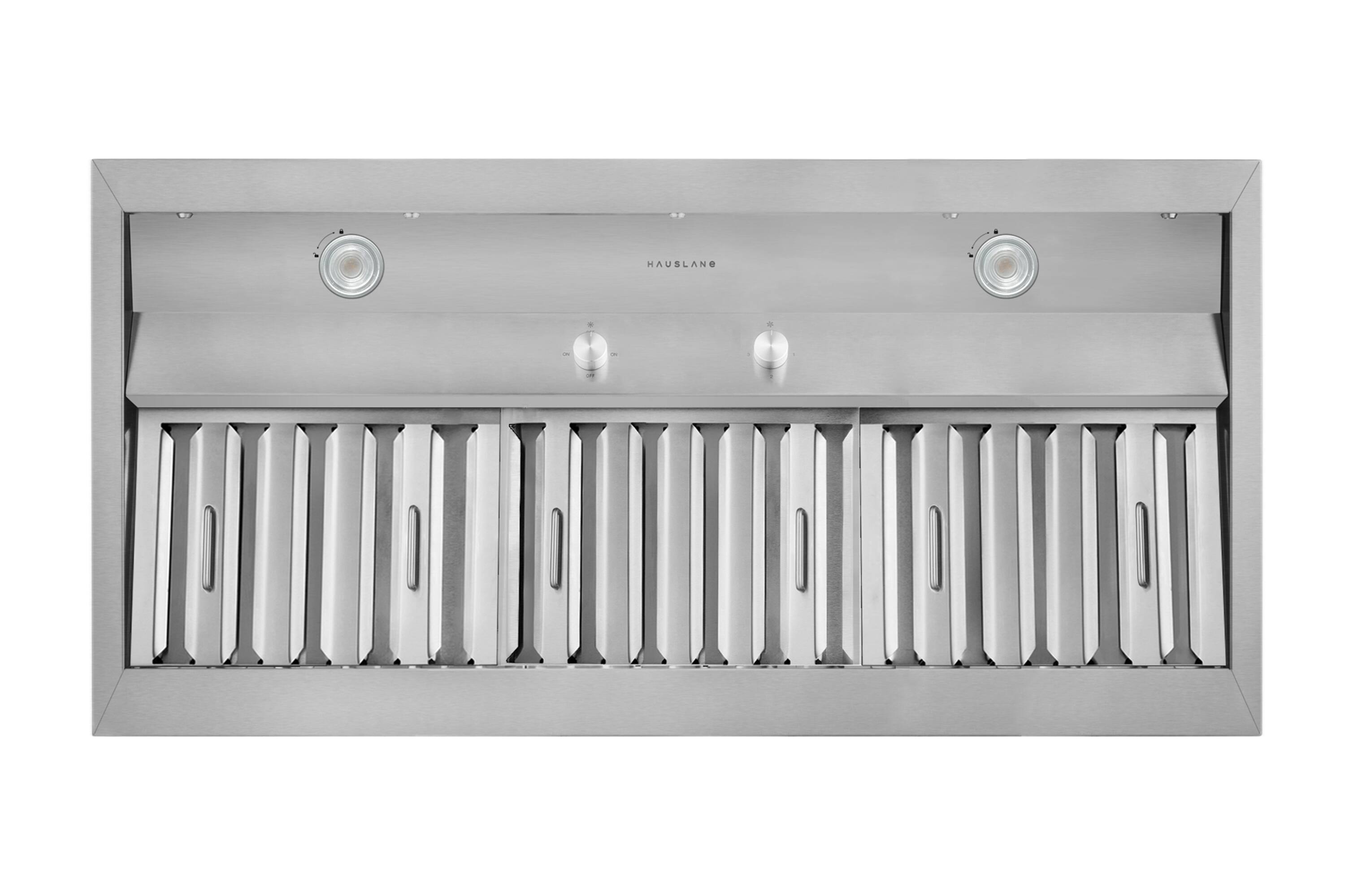 Front. Hauslane - Hauslane Pro-Style 42" IN-R200 Built-In Convertible Range Hood, 18.5” Deep - Silver.