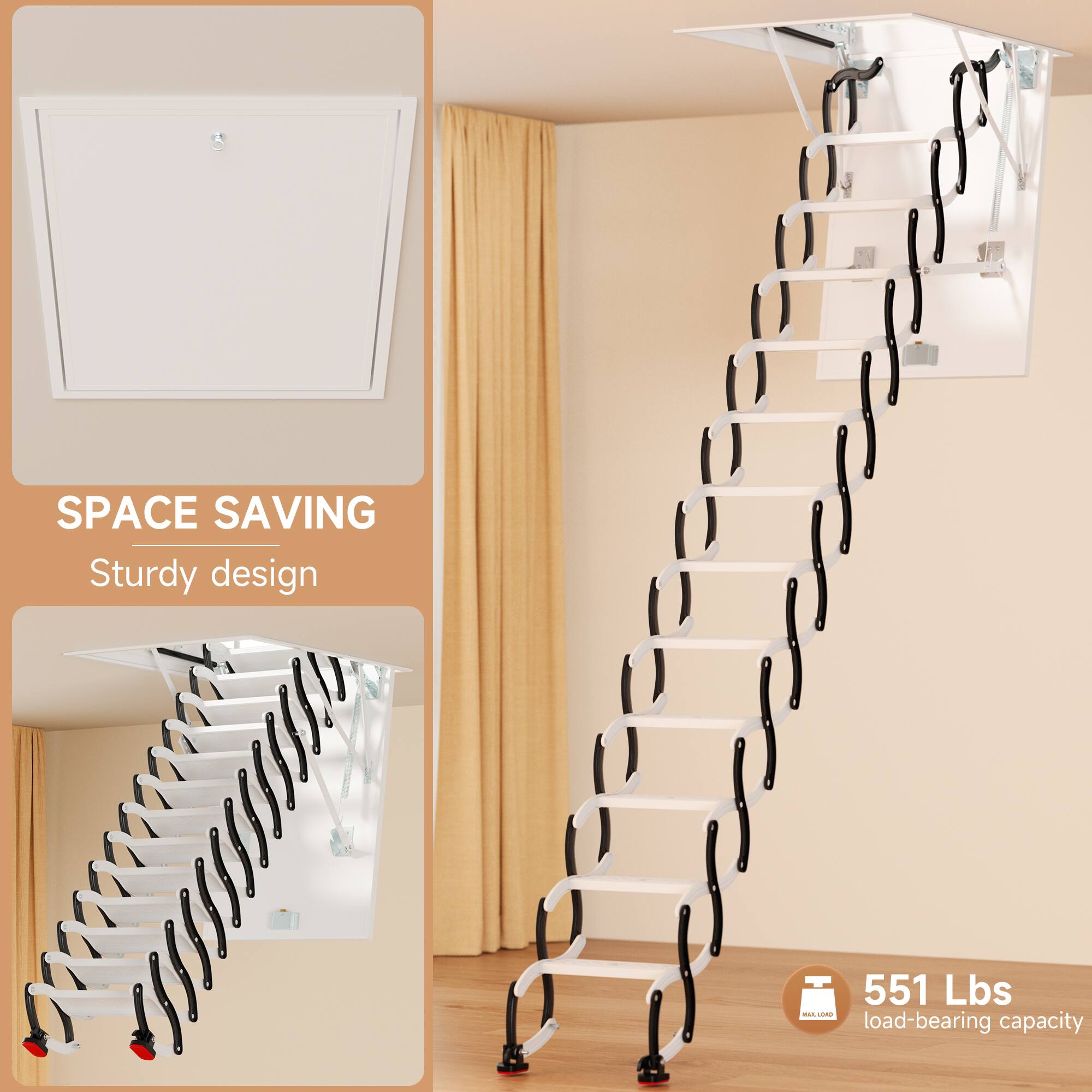 SPACE SAVING  
Sturdy design  

551 Lbs - load-bearing capacity