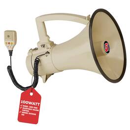 5 CORE - Megaphone Bullhorn Speaker 100W Bull Horn Cheer Megafono 2000 Yards Range Loudspeaker W Siren - Off White