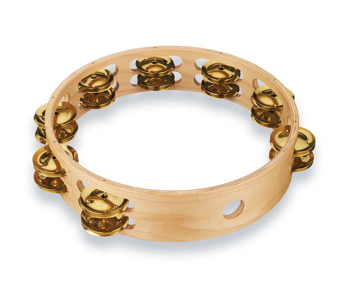 Angle. Latin Percussion - Pro 10 Tambourine, Double Row Brass.