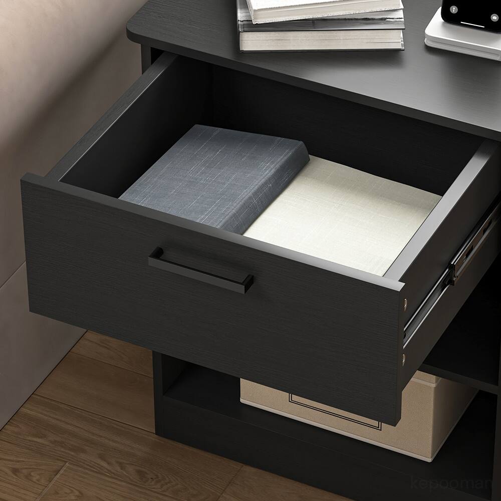 Alt View 4. Spaco - Nightstand with Charging Station,2 USB,Type C,Drawer,Adjustable Shelf - Black.