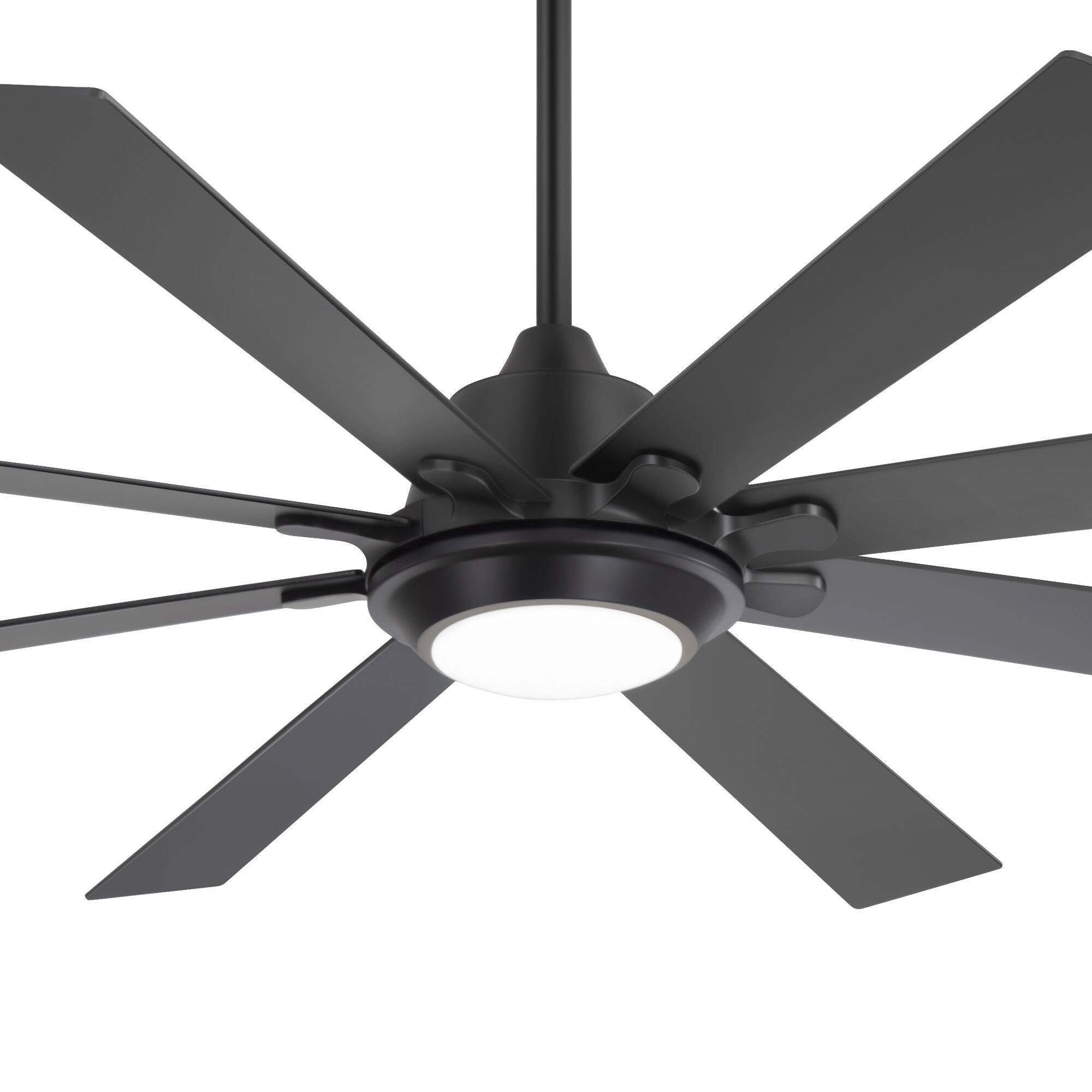 Left. Breezary - 65-Inch Ceiling Fan with 8 Plywood Blades, DC Motor, 6-Speed Remote Control, 3 Color Light, Timer & Memory - Matte Black.