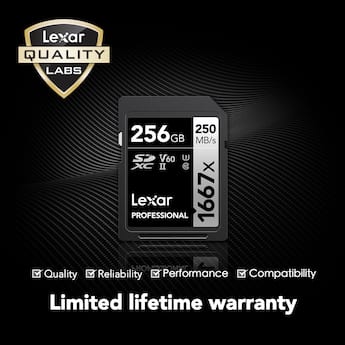 Lexar 256GB Professional 1667x SD Card, UHS II, C10, U3, V60 Lexar 256GB Professional 1667x SD Card, UHS II, C10, U3, V60