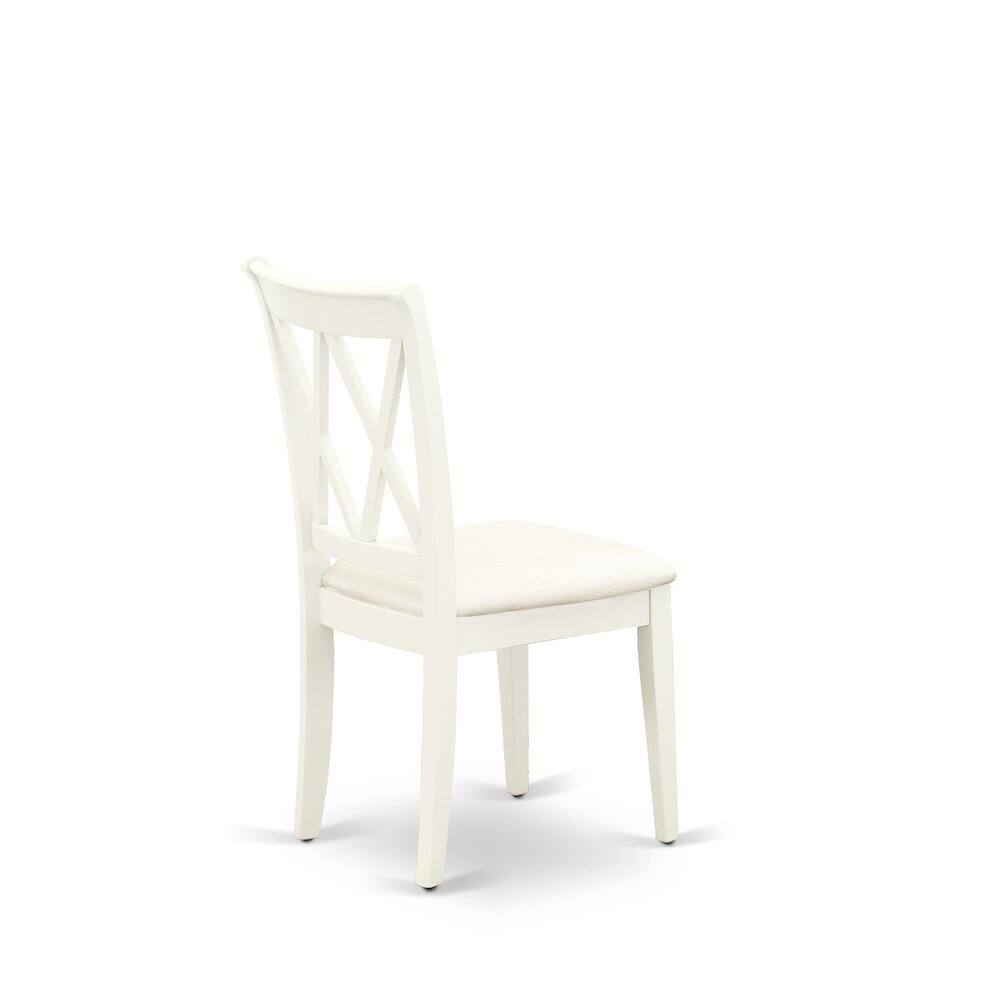 Back. East West Furniture - East West Furniture 3 Piece Dinning Room Table Set Contains 1 Wood Table and 2 Linen White Dining Room Chairs with - Multi-Color.