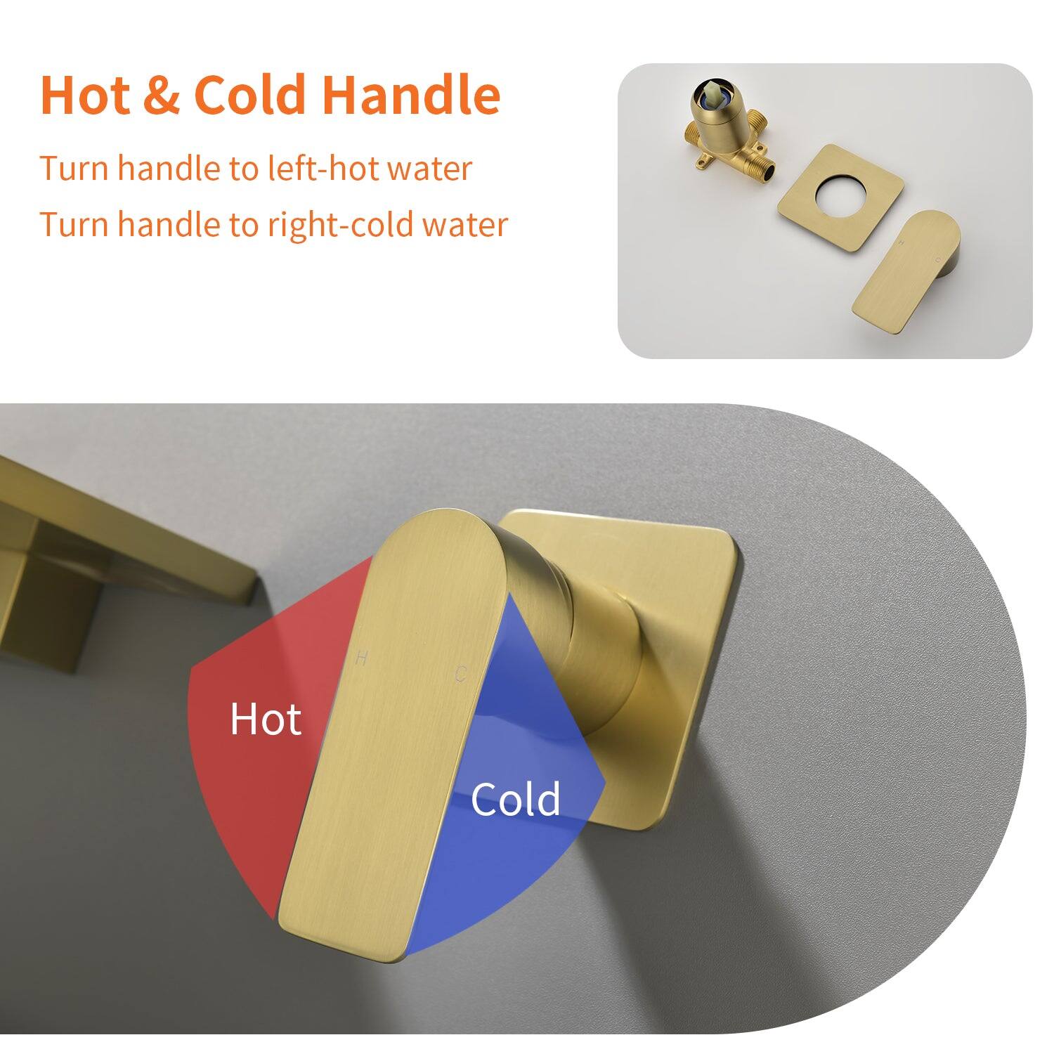 Hot & Cold Handle

Turn handle to left - hot water  
Turn handle to right - cold water

Hot  
Cold
