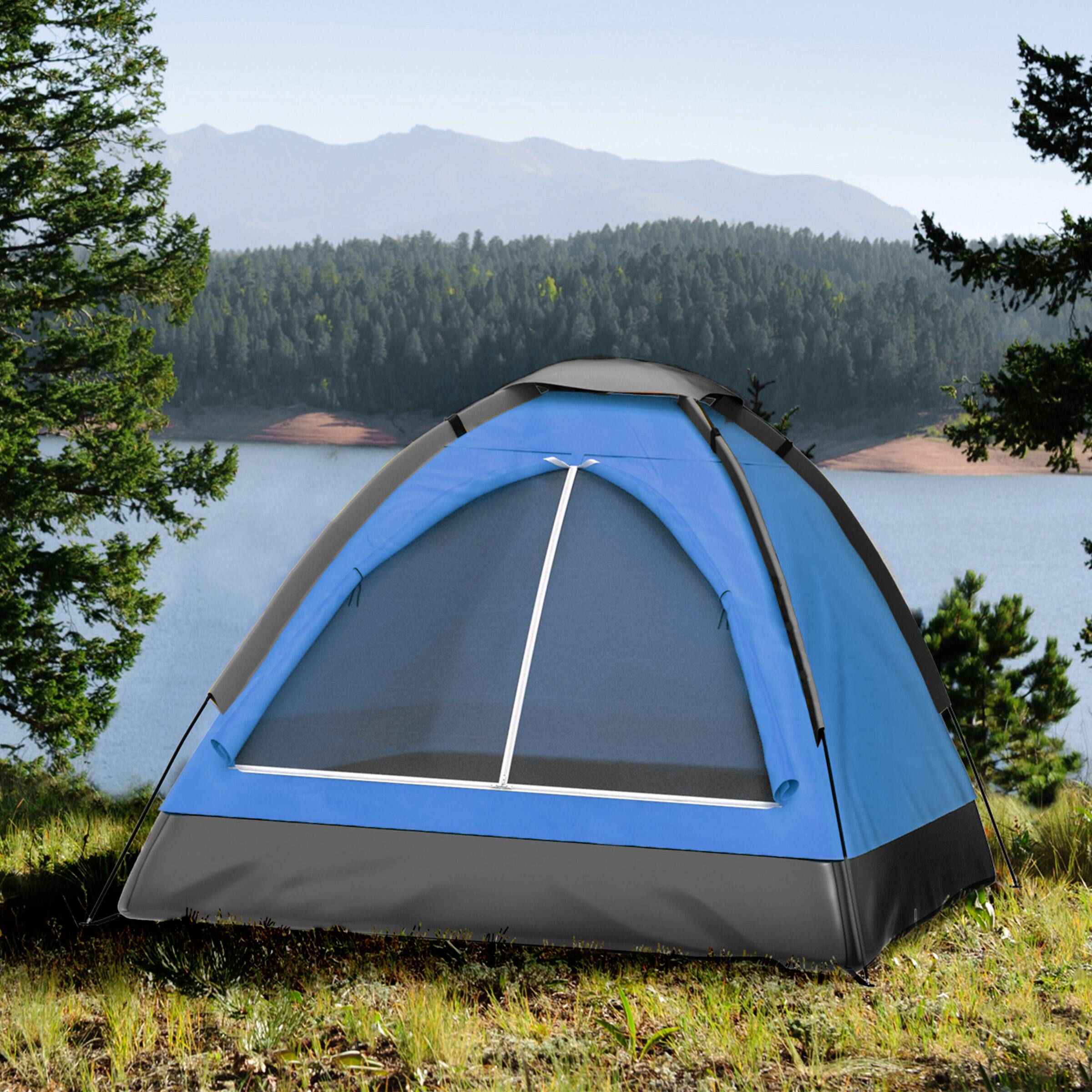 Angle. Wakeman - 2 Person Camping Tent - Blue.