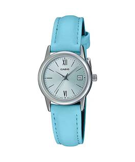 Casio - Women’s Light Blue Leather Watch with Silver Dial - LTP-V002L-2B3UDF - Brown