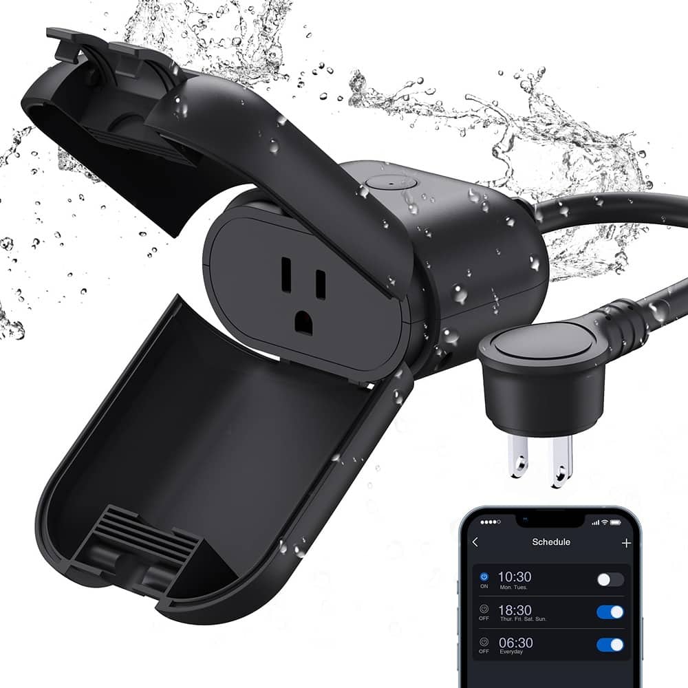 RTMB - PQR10 Outdoor Smart Plug IP66 Waterproof Wi-Fi Outlet - Black