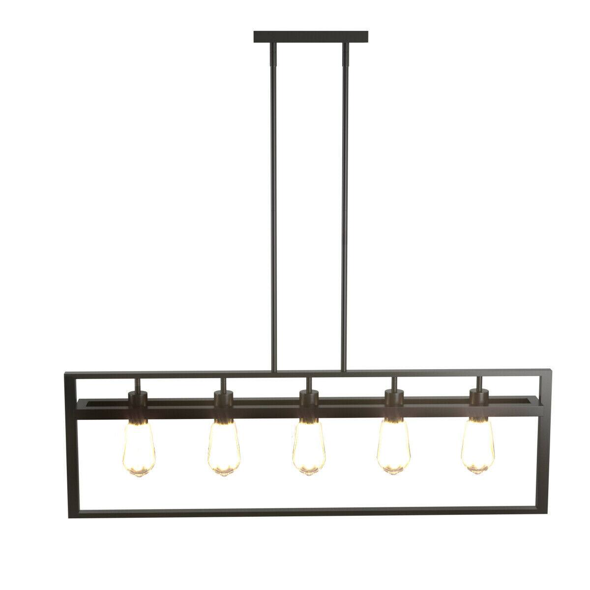 Alt View 8. Gymax - Gymax 5-Lights Pendant Lamp Flush Mount Geometric Metal Chandelier w/ Iron Lamp Shade - Dark Brown.