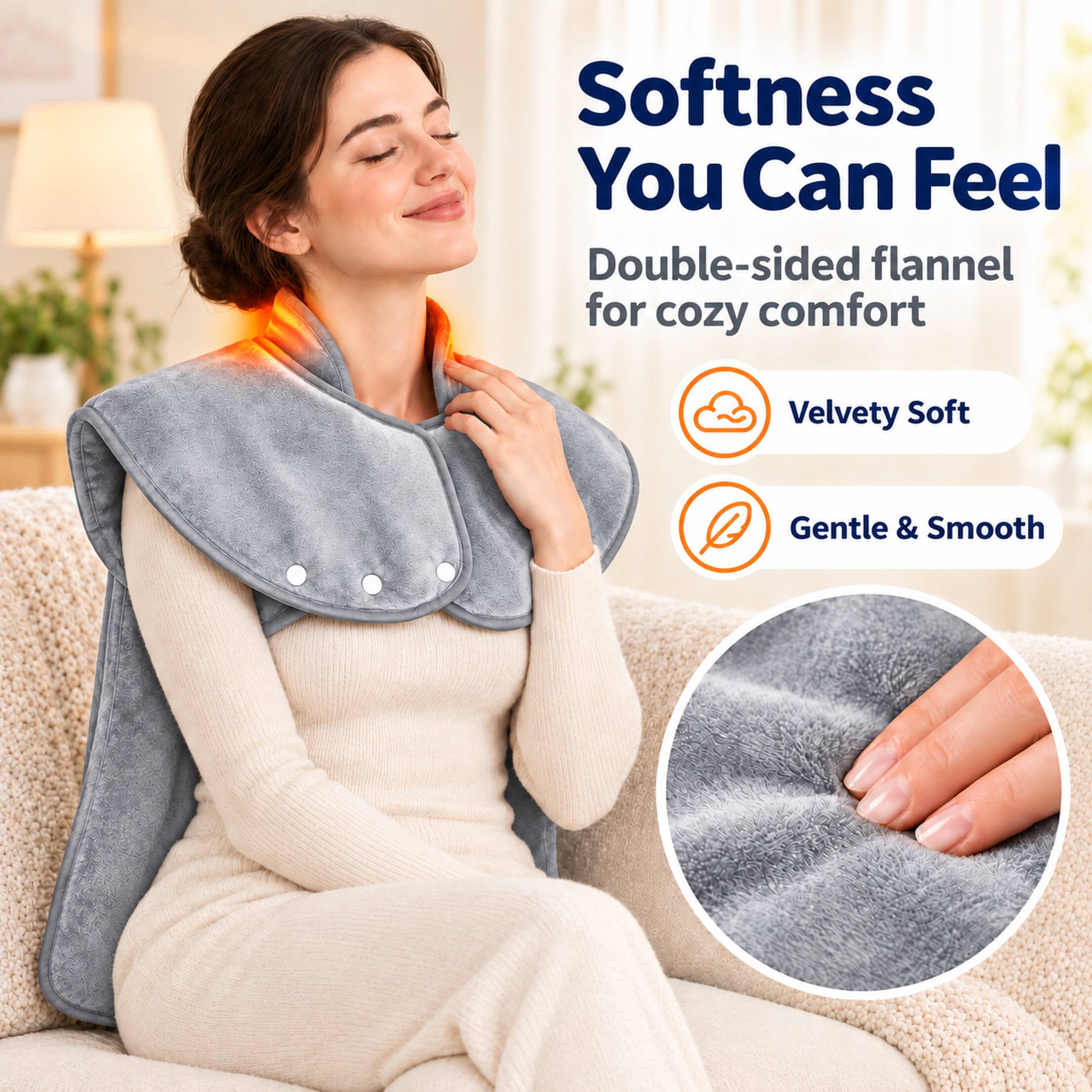 Softness You Can Feel  
Double-sided flannel for cozy comfort  
Velvety Soft  
Gentle & Smooth