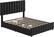 Alt View 4. Jojoka - King Size Platform Bed Frame with 4 Storage Drawers, Adjustable Headboard, Wood Slats, No Box Spring, Black - Black.
