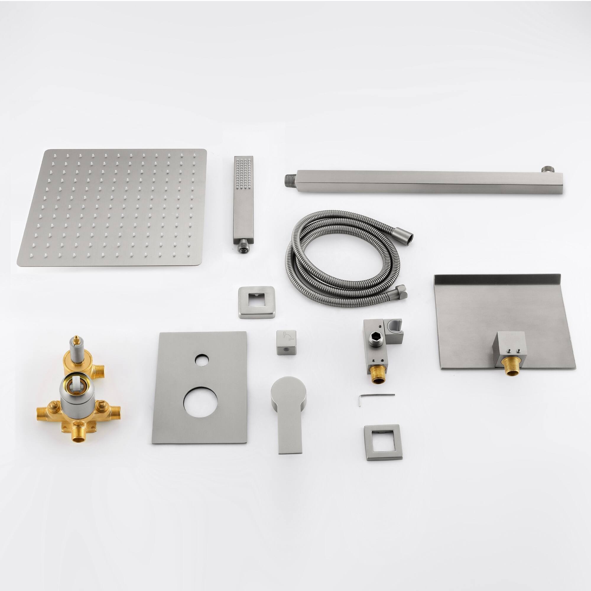 Alt View 10. Boyel Living - Brushed Nickel 12-Inch Rain Shower System Brass SUS304 3-Function Valve Waterfall Spout cUPC - Brushed Nickel.