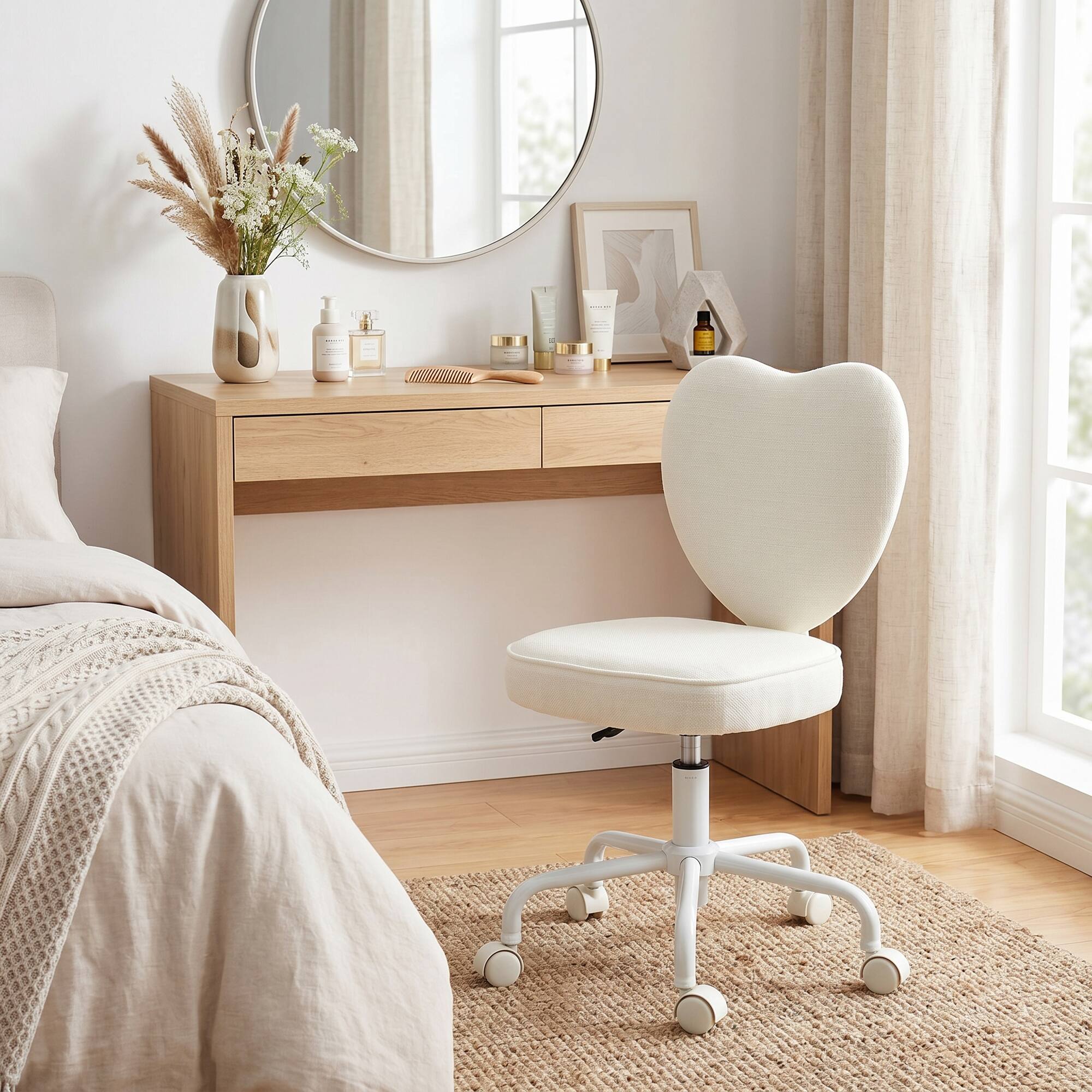 Alt View 1. Homcom - Love Shaped Back Design Vanity Chair - White.