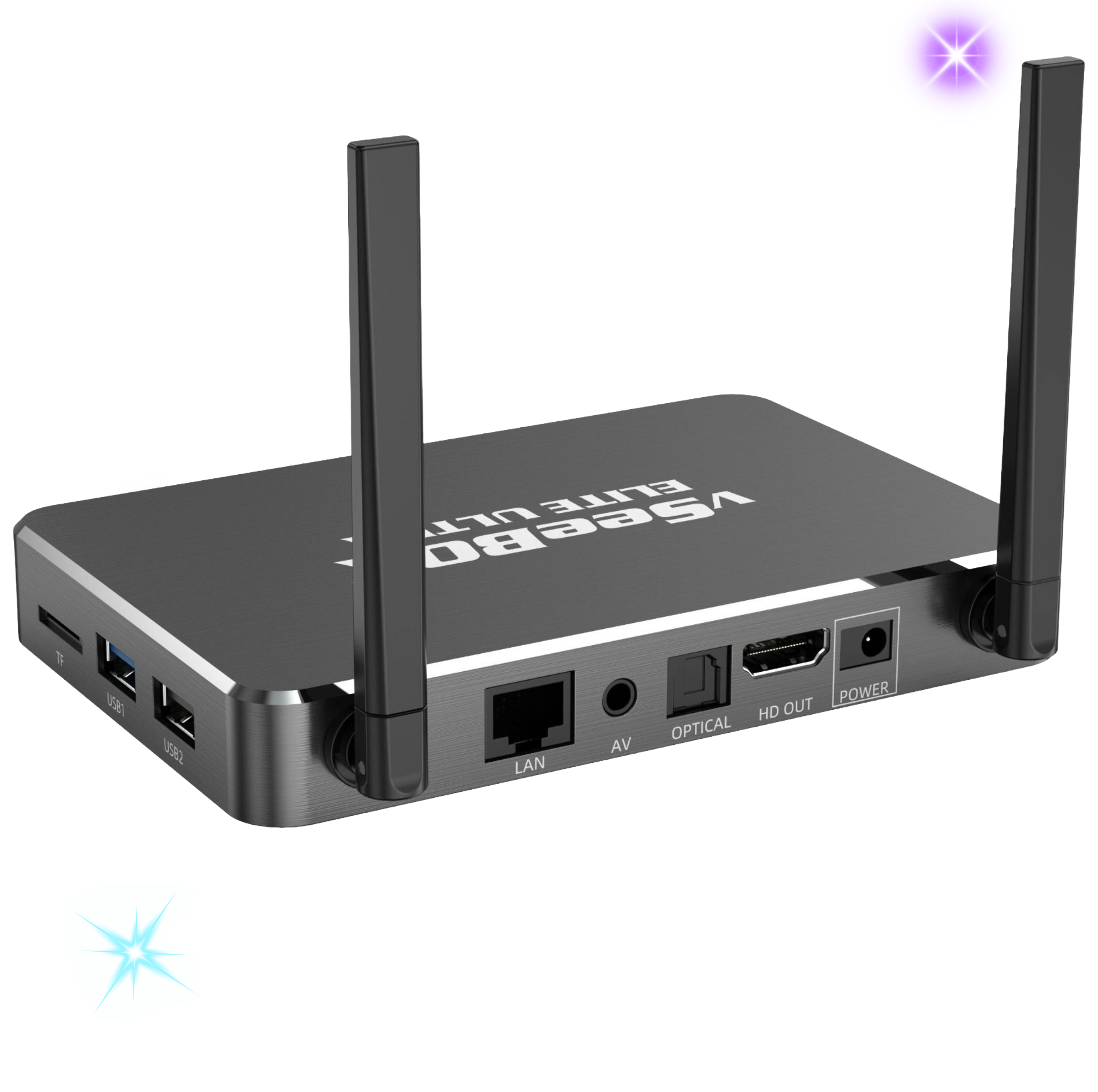 Sure, here is the corrected text:

- U5RO 0R2 ELITE
- ULT POWER
- HD OUT
- OPTICAL
- AV
- LAN