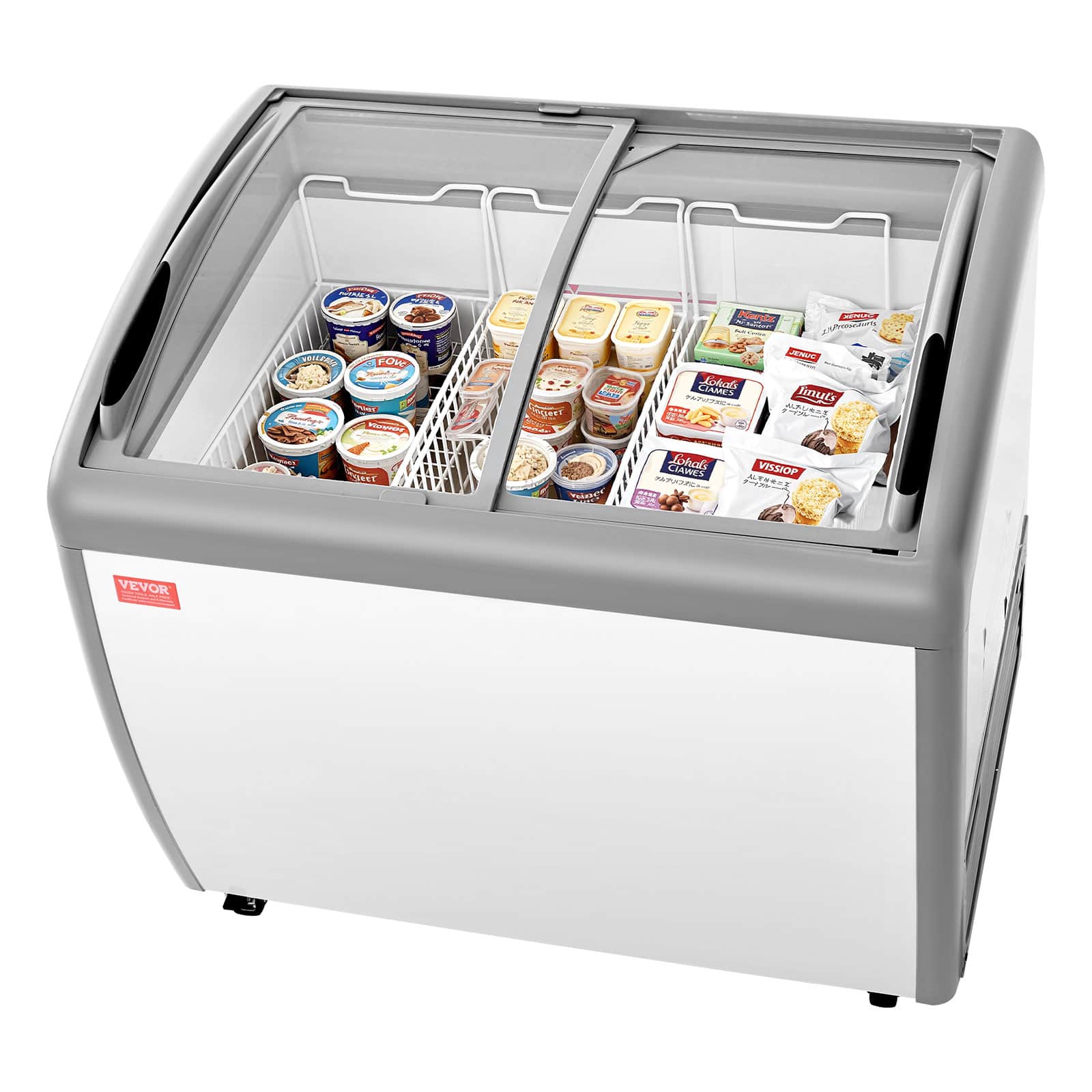 VEVOR - Commercial Ice Cream Display Case, 9.3 Cu.ft Chest Freezer, -19 to 3℉ Temp Adjustable Mobile Top Deep Freezer - White