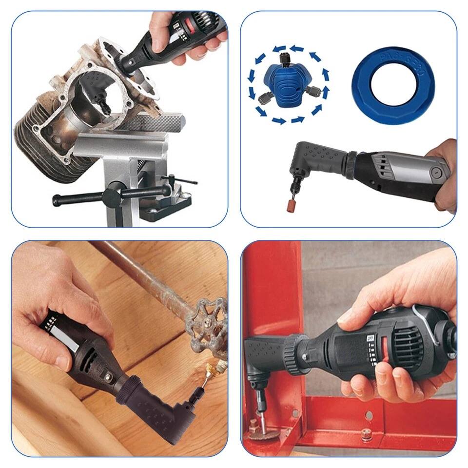 Alt View 2. Home Collection - Right Angle Rotary Tool Attachment for Dremel Electric Grinder, Drill, and Rotary Tools - Black.