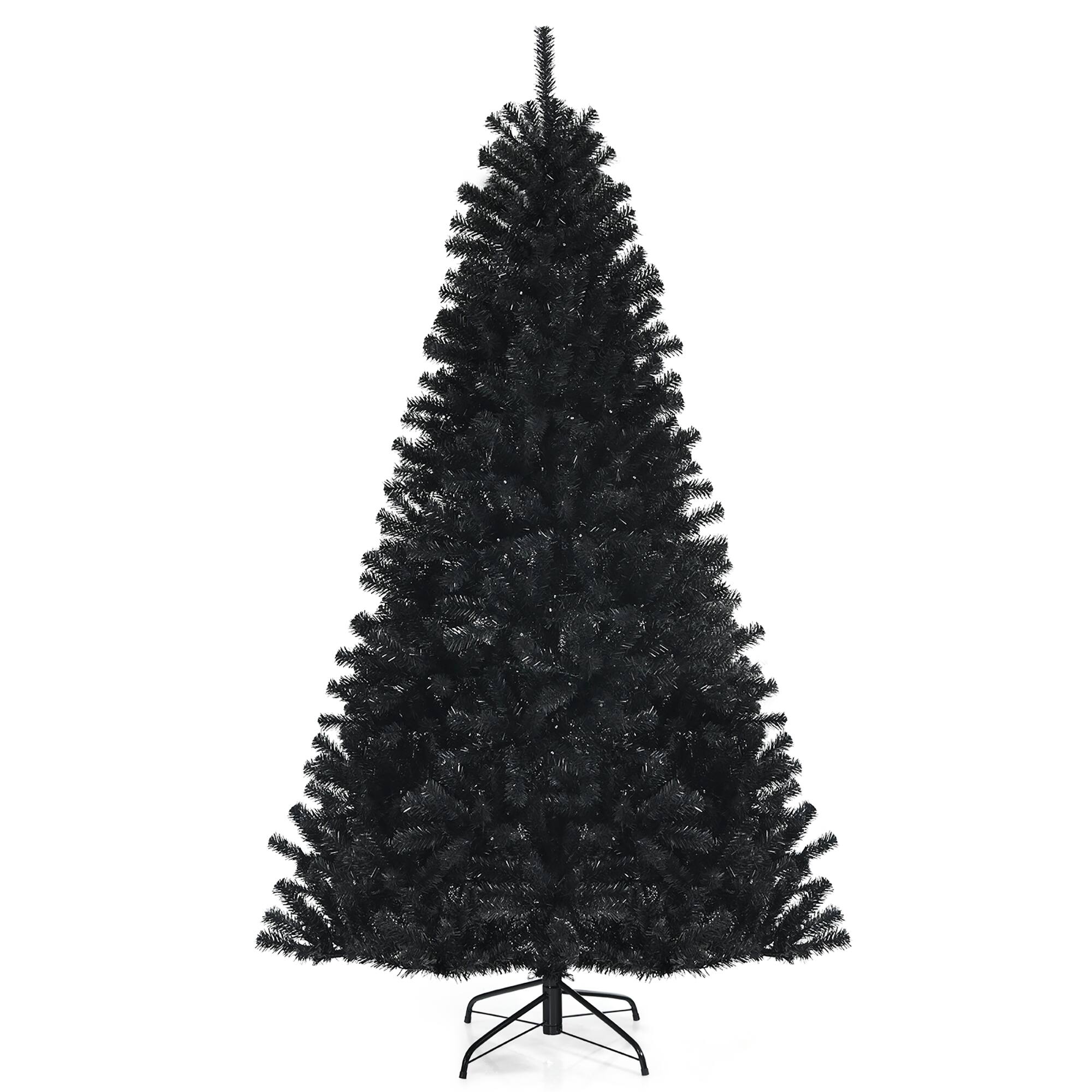 Alt View 21. Costway - 7ft Pre-lit PVC Christmas Tree w/ 500 Purple LED Lights - Black.