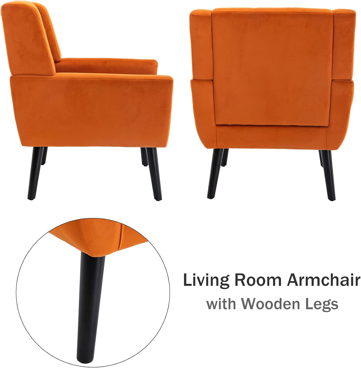 Living Room Armchair with Wooden Legs