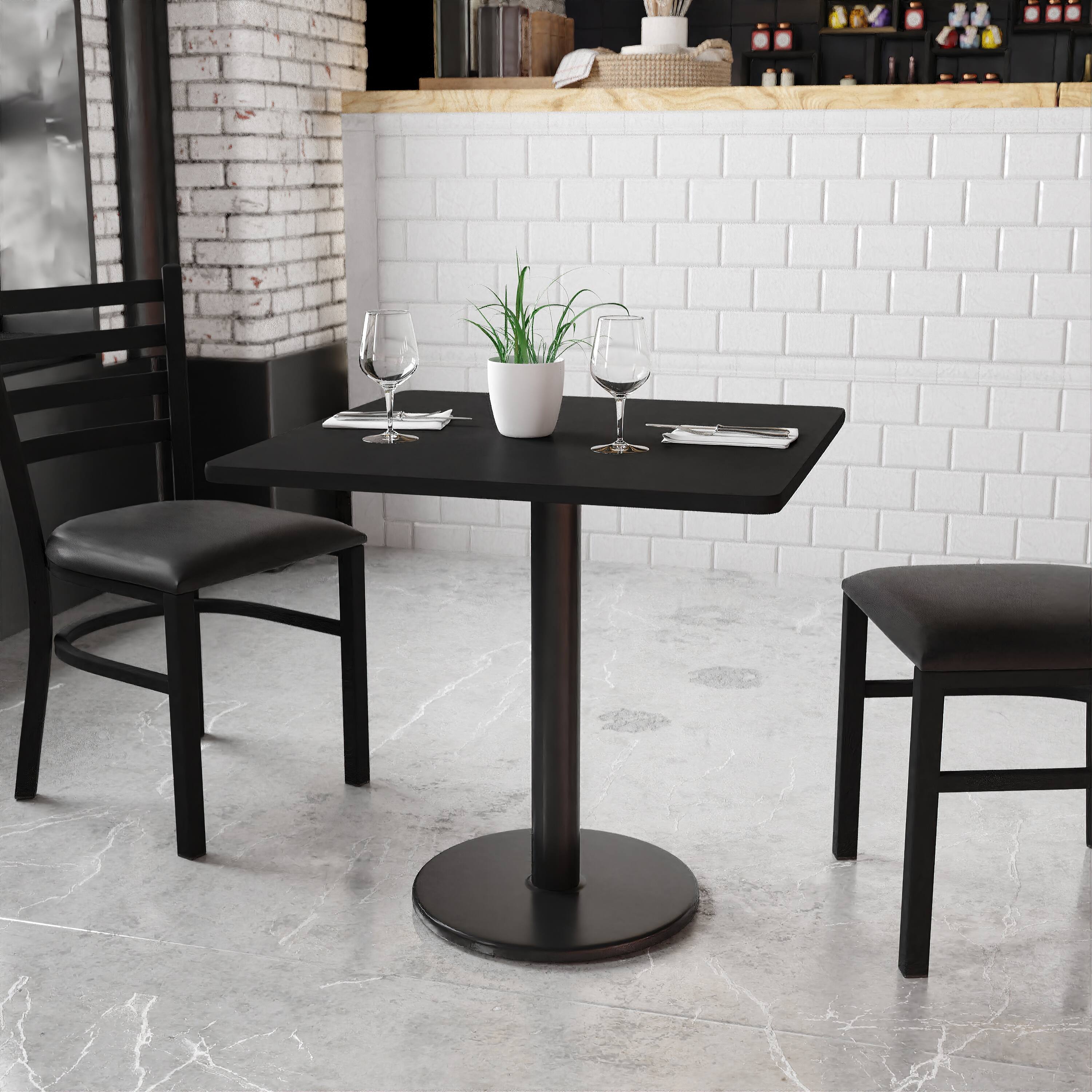 Alt View 1. Emma + Oliver - 30" Square Laminate Table Top with 18" Round Table Height Base - Black.