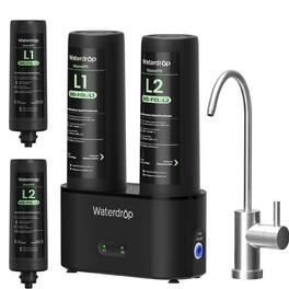 Waterdrop - DLG-L Under Sink Water Filter, Innovative Dual Filtered Flows Extra L1L2 Filters - Black