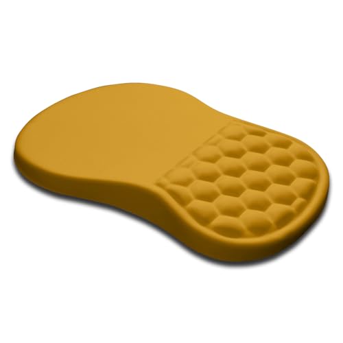 Front. Earthley Blooms - Joint Wrist Support Mouse Pad with Memory Foam Cushion Massage Bump Carpal Tunnel Mousepad Slope Design for - Goldenrod.