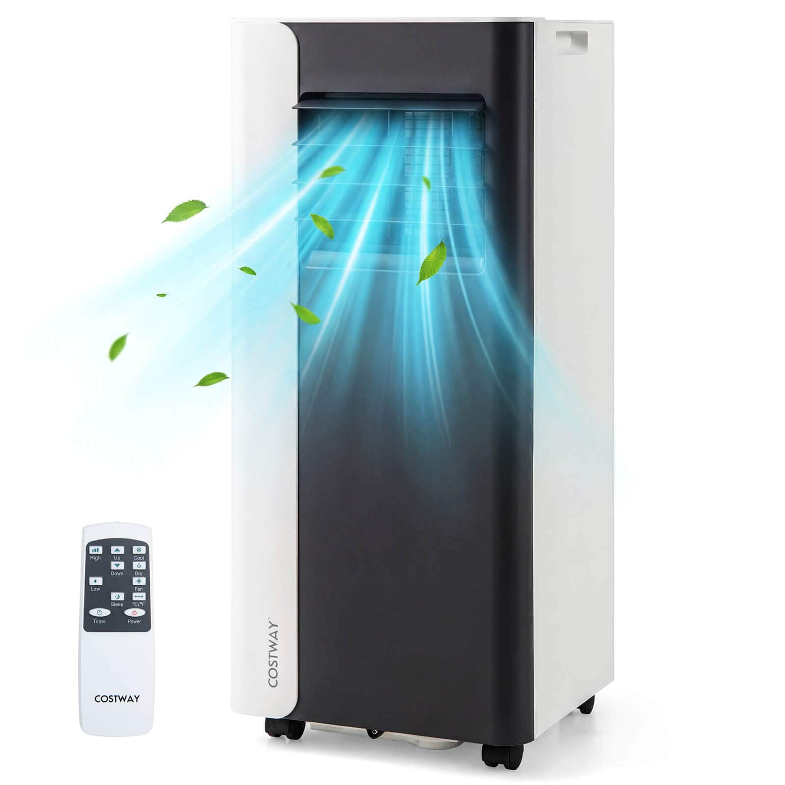 Costway - 10000 BTU 3 in 1 Portable Air Conditioner with Fan & Dehumidifier Mode Sleep Mode LED Display - White,Black