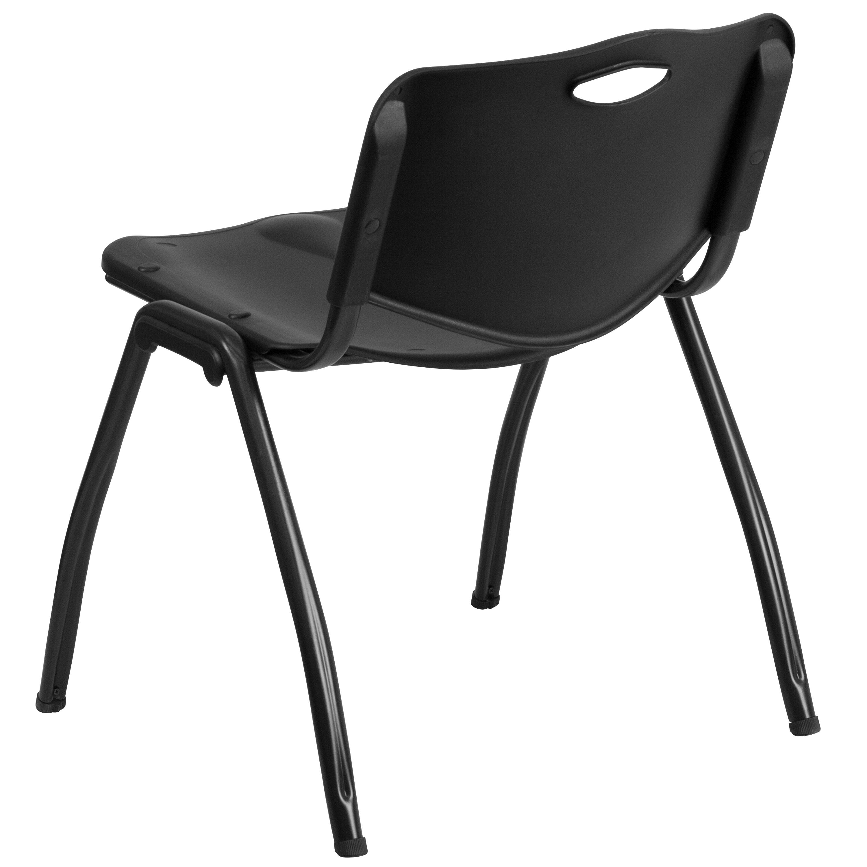 Alt View 5. Emma + Oliver - 880 lb. Capacity Plastic Stack Chair - Black.