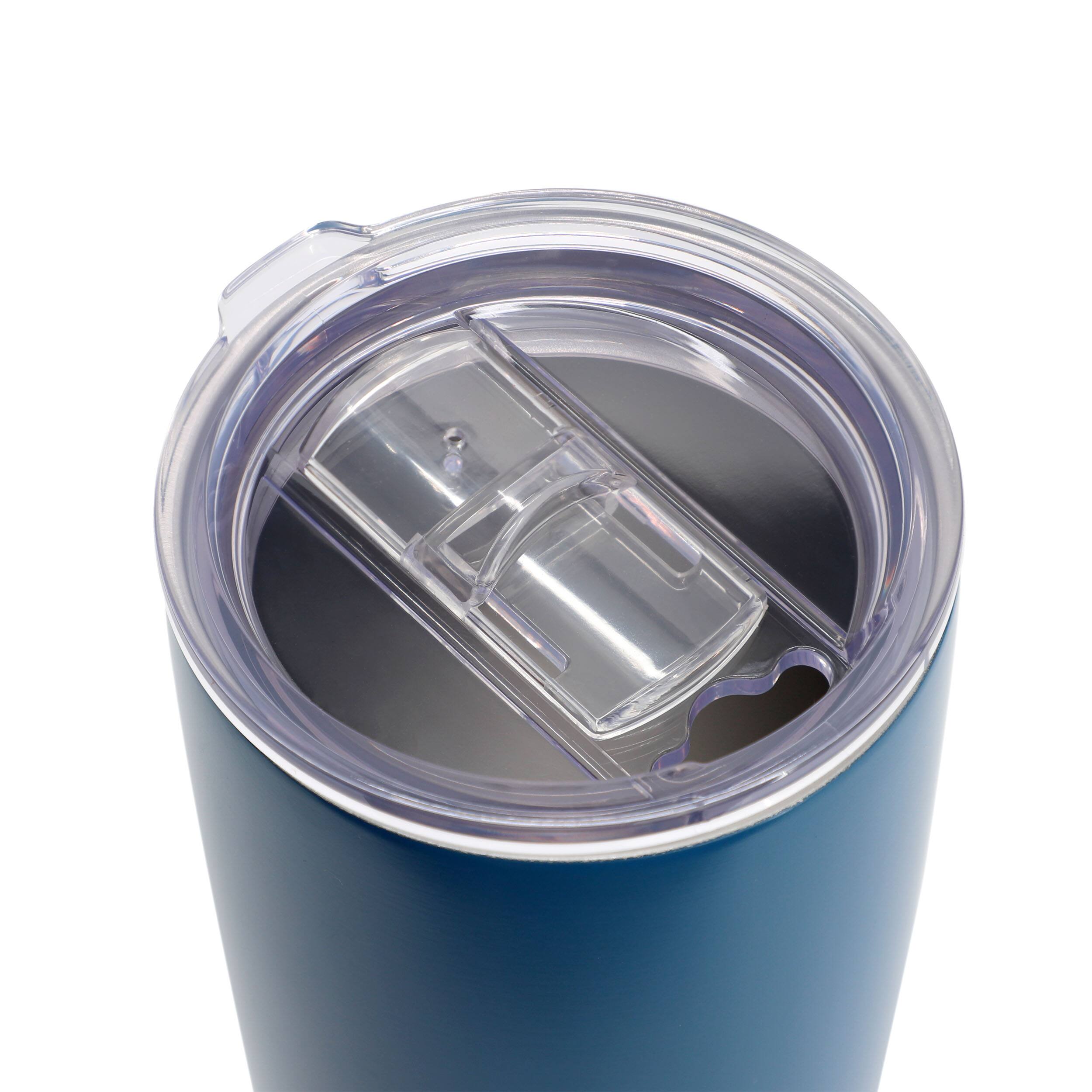 Alt View 3. Gibson - Gibson Home Marina 4 Piece 18 Ounce Double Wall Stainless Steel Thermal Tumbler with Acrylic Lid in Matte Blue - Blue.