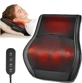 Core Tech - Shiatsu Neck and Back Massage Pillow with Heat, Bidirectional Rotation and Remote Control - Black