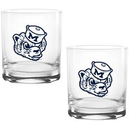 Indigo Falls - Michigan Wolverines Two Pack 14oz. Vault Sketch Rocks Glass Set - Multicolor
