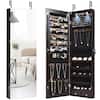 Front. Costway - Mirrored Jewelry Cabinet Jewelry Organizer w/2 LED Lights Brown - Brown.
