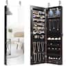 Costway - Mirrored Jewelry Cabinet Jewelry Organizer w/2 LED Lights - Brown