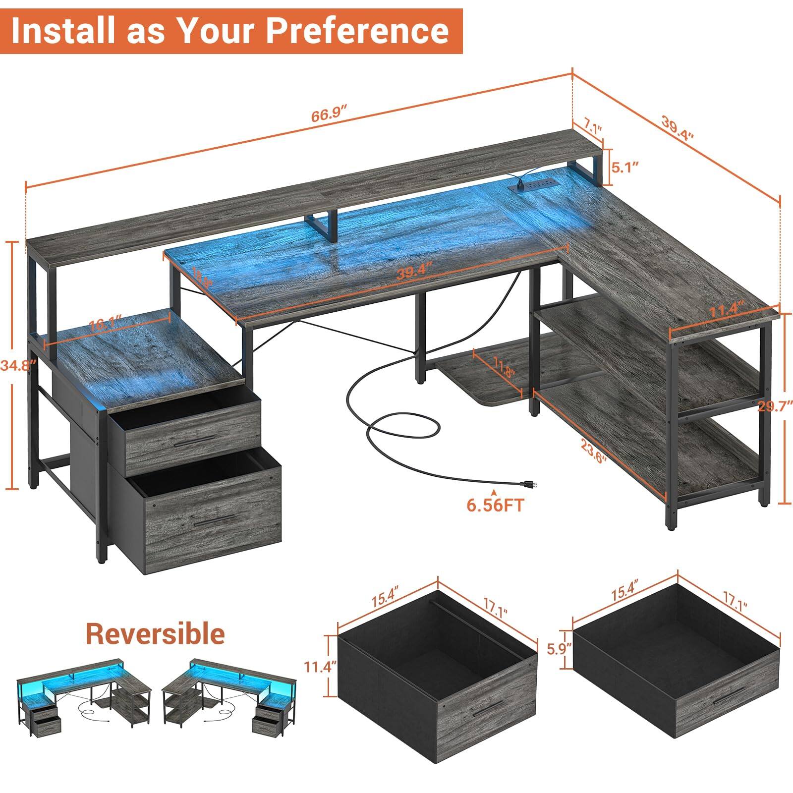 Install as Your Preference

- 66.9"
- 39.4"
- 5.1"
- 34.8"
- 16.1"
- 39.4"
- 118"
- 11.4"
- 29.7"
- 238"
- 6.56FT
- Reversible
- 11.4"
- 15.4"
- 171"
- 5.9"
- 15.4"
- 17.1"