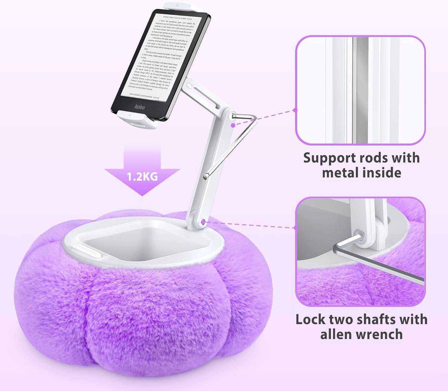 - kobo 1.2KG
- Support rods with metal inside
- Lock two shafts with allen wrench