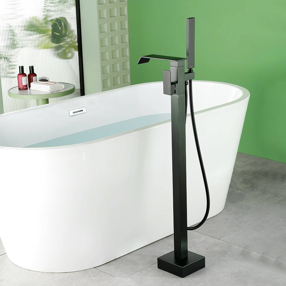Alt View 4. Boyel Living - Black Bathtub Faucet Dual Function 360 Degrees Rotatable 1.5m SUS304 Hose Independent Handles - Matte Black.