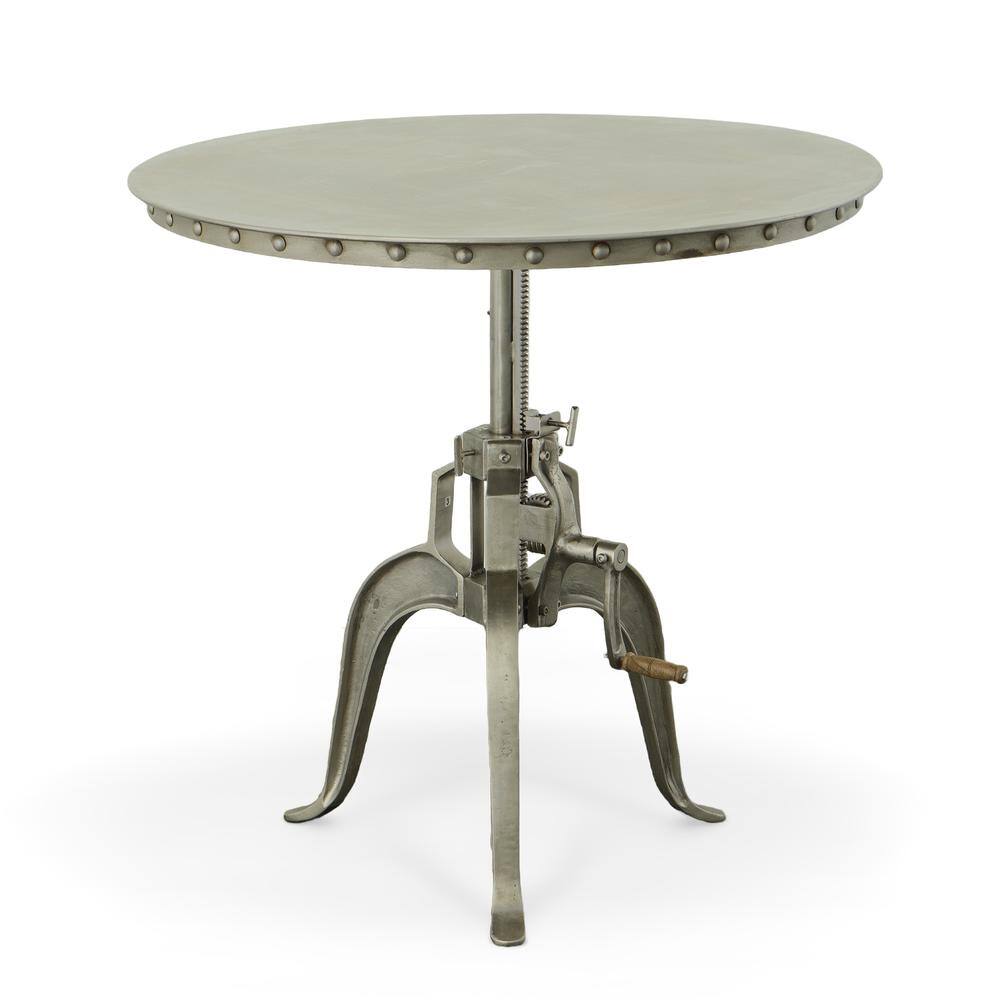 Alt View 1. Carolina Chair & Table - Mundra Adjustable Crank Table - Antique Nickel - Grey.