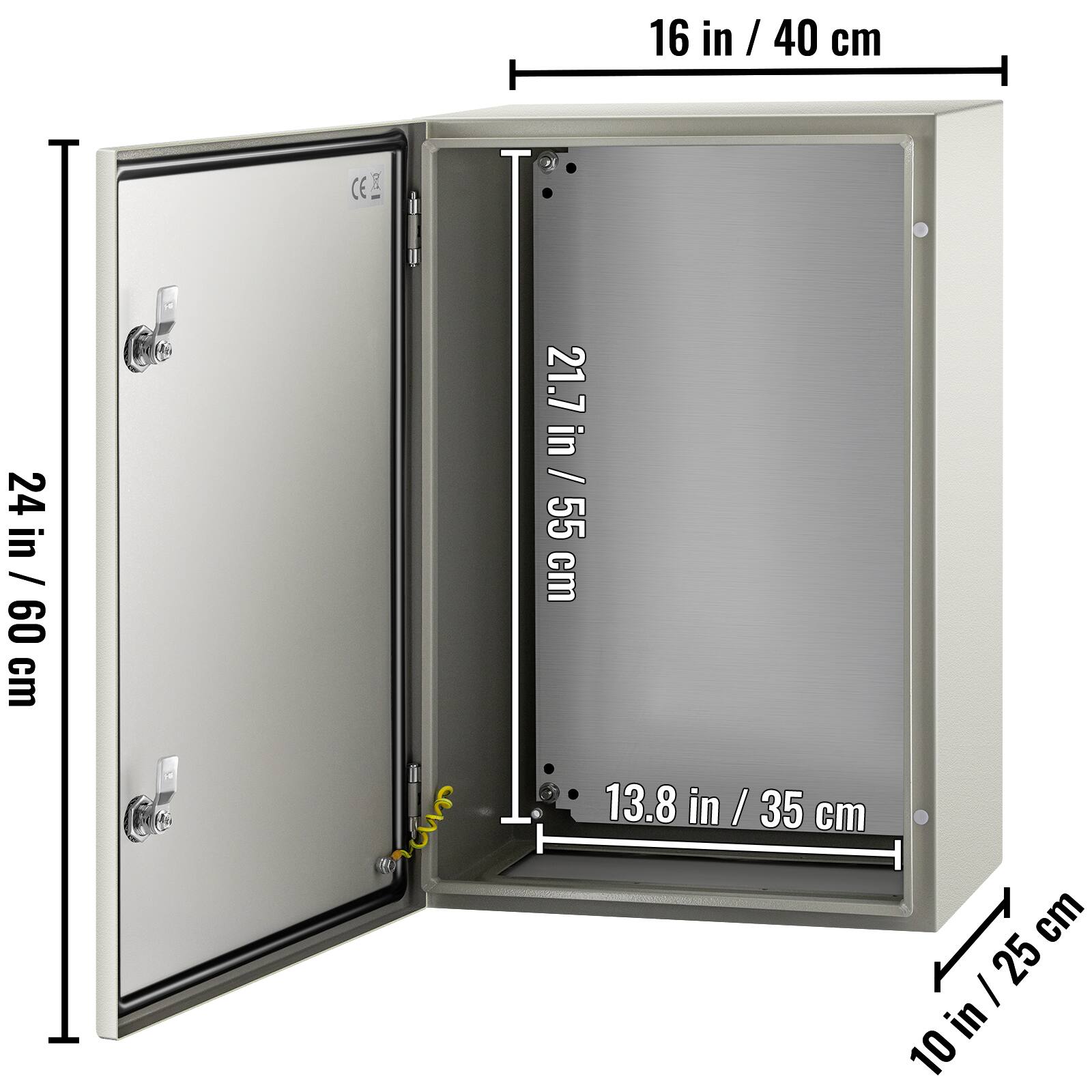 16 in / 40 cm  
24 in / 60 cm  
21.7 in / 55 cm  
13.8 in / 35 cm  
10 in / 25 cm