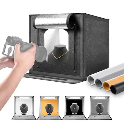 Front. Neewer - 16" Photo Studio Light Box - Portable Folding Kit with 4 Backdrops for Product Photography.