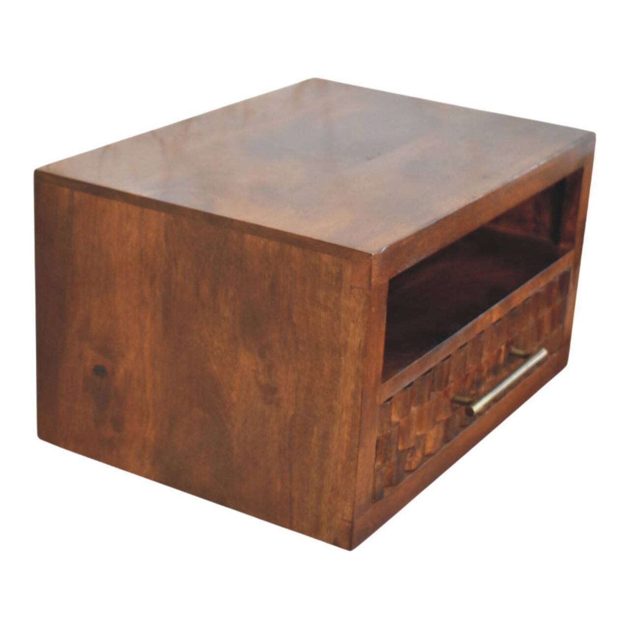 Alt View 4. Artisan Furniture - Cadiz Textured Bedside Table - Brown.