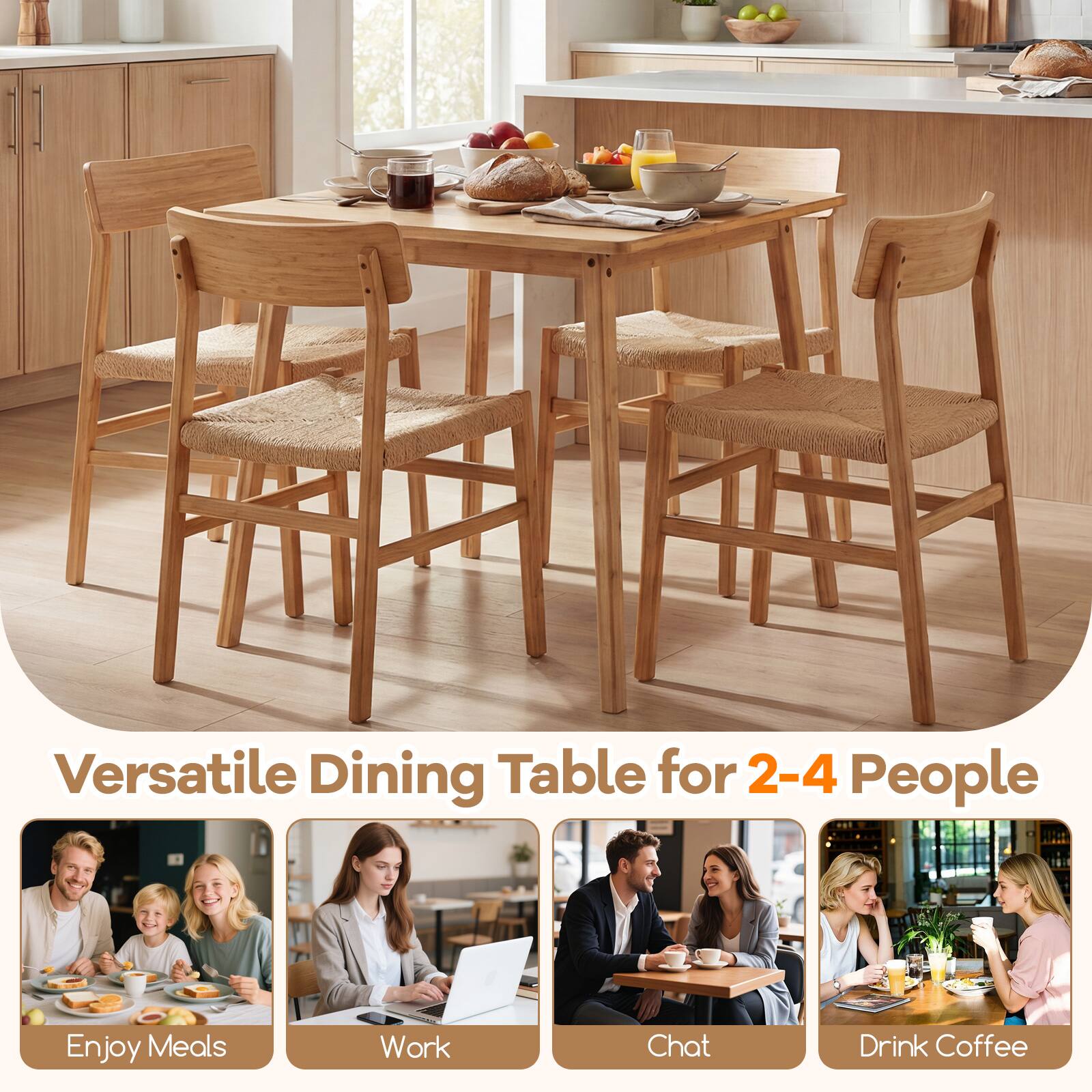 Versatile Dining Table for 2-4 People

- Enjoy Meals
- Work
- Chat
- Drink Coffee